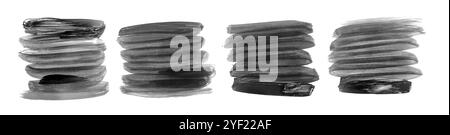 Schwarz und grau handbemalte Pinselstriche Satz von vier Stock Vektor