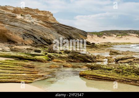 Layered Rocks Foul Bay in der Nähe von Augusta, Western Australia, Australien Stockfoto