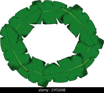 Tropischer Dschungel-Ovalellipsenrahmen mit Waldlianenblättern. Grafischer Vektor natürlicher ovaler Rand, dichter und blühender Regenwald Umgebung Bilderrahmen Stock Vektor