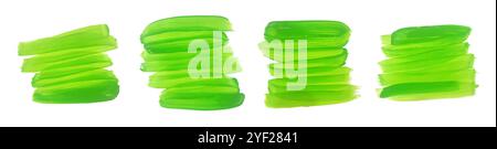 Handbemaltes grünes Aquarell Pinselstrich Set Stock Vektor