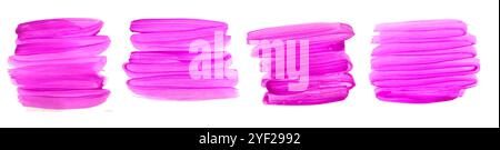 Abstrakt rosa handbemalt Aquarell Pinsel Strich Set Stock Vektor