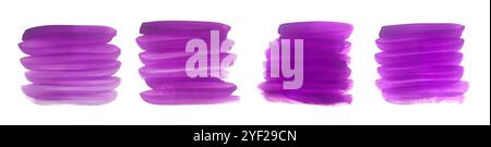 Lila handbemalte abstrakte Pinsel Strich Set Stock Vektor