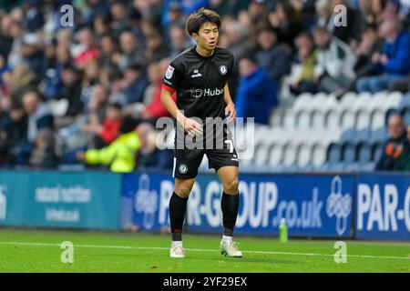 Deepdale, Preston, Großbritannien. November 2024. EFL Championship Football, Preston North End gegen Bristol City; Yu Hirakawa von Bristol City Credit: Action Plus Sports/Alamy Live News Stockfoto