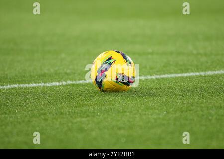 Barcelos, Portugal. November 2024. Estádio Cidade de Barcelos Ball des Spiels während des Liga Portugal Betclic 2024/25 Spiels zwischen Gil Vicente FC und Boavista FC im Estádio Cidade de Barcelos am 2. November 2024 in Barcelos, Portugal. (Miguel Lemos/SPP) Credit: SPP Sport Press Photo. /Alamy Live News Stockfoto