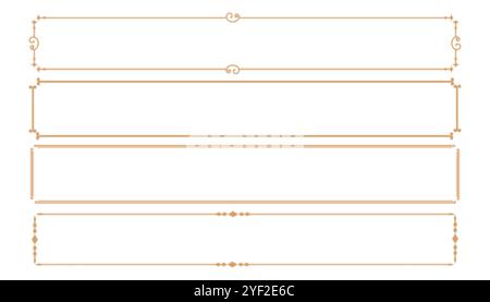Satz von vier klassischen dekorativen rechteckigen Rahmen Stock Vektor