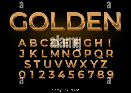 Premium golden glänzend Text-Effekt Satz von Alphabeten und Zahlen Stock Vektor