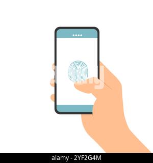 Handgriff auf Mobiltelefon mit Fingerabdruck auf dem Display Stock Vektor