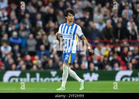 Kaoru Mitoma aus Brighton & Hove Albion während des Premier League Spiels Liverpool gegen Brighton und Hove Albion in Anfield, Liverpool, Großbritannien, 2. November 2024 (Foto: Cody Froggatt/News Images) Stockfoto