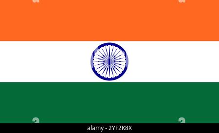 Indische Flagge, Format 16:9, indische Flagge, Vektorbilder Stock Vektor