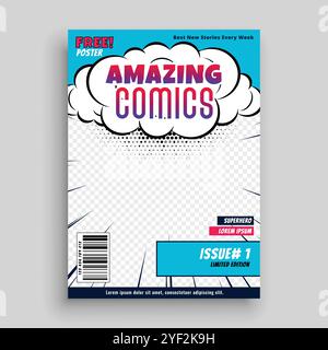 Erstaunliche Comic-Cover-Seite Vorlage Design Stock Vektor