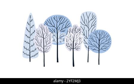 Winterwald, handgezeichnete Illustration Stock Vektor