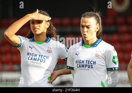 Rotterdam, Niederlande. November 2024. Rotterdam, Niederlande, 2. November 2024: Nina Nijstad (20 PSV) während des Fußballspiels Eredivisie Vrouwen zwischen Excelsior Rotterdam und PSV in Van Donge & de Roo Stadionin Rotterdam, Niederlande. (Leiting Gao/SPP) Credit: SPP Sport Press Photo. /Alamy Live News Stockfoto