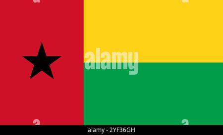 Flagge von Guinea-Bissau, Format 16:9, Flagge Guinea-Bissau, Vektorbilder Stock Vektor