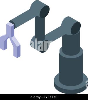 Der Roboterarm nimmt ein Objekt mit einem speziellen Greifer auf und zeigt damit die Automatisierung in einer modernen Fabrikumgebung Stock Vektor