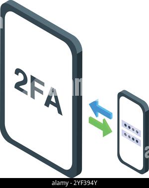 Sichere Anmeldung mit 2fa, die ein einmaliges Passwort an ein Smartphone sendet, um die Sicherheit zu erhöhen Stock Vektor