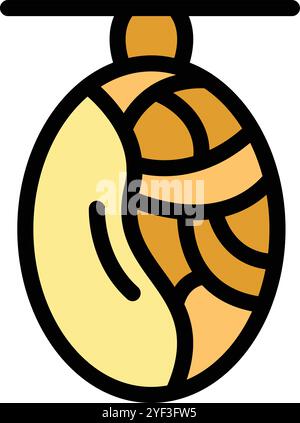 Einfaches hängendes Kokon-Symbol, das die Transformation von raupe zu Schmetterling darstellt Stock Vektor