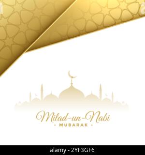 milad un nabi schönes Design mit weißen und goldenen Karten Stock Vektor