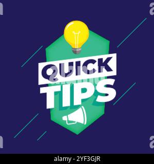 Quick Tips Hintergrund mit Lampe und Megaphon Stock Vektor