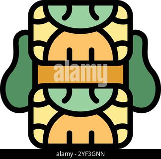 Farbenfrohe Vektor-Illustration einer alten aztekischen Statue, die den Gott der Landwirtschaft, xipe totec, darstellt Stock Vektor