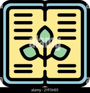 Diese farbenfrohe Vektor-Illustration zeigt ein offenes Buch mit einem grünen Spross, der von seinen Seiten wächst, perfekt für Projekte im Zusammenhang mit Bildung, Wachstum und der Macht des Wissens Stock Vektor