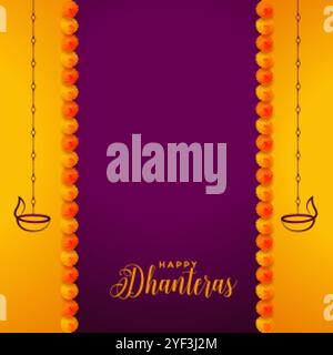 Traditionelle glückliche Dhanteras Hintergrund mit Ringelblume Blume Dekoration Stock Vektor