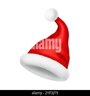 Rote Farbe Santa Claus Hut mit Pelzkugel Vektor Illustration Stock Vektor