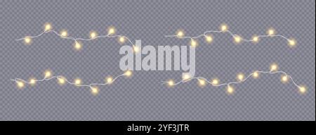 Goldene Feenlichter leuchtende realistische Symbole Vektor Set Stock Vektor