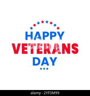 Happy Veterans Day Typography with Stars for Celebration USA Veteran Holiday im November zu Ehren aller Helden, die gedient haben. Vektor isoliert auf weiß Stock Vektor