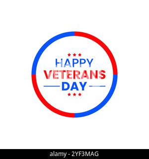 Happy Veterans Day Logo mit Sternen für die Feiertage der Veteranen der Vereinigten Staaten im November. Vektor isoliert Stock Vektor