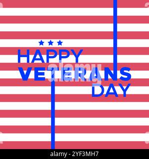 Happy Veterans Day Typografie Text with Stars Poster Banner für die Feierlichkeiten der amerikanischen Veteranen am 11. November Stock Vektor