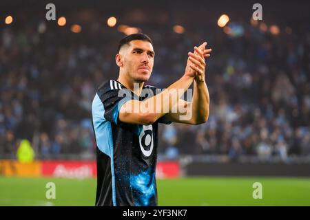 2. November 2024: Michael Boxall (15) feiert nach einem MLS Cup Playoffs-Fußballspiel zwischen Real Salt Lake und Minnesota United FC, das auf dem Allianz Field in St. Paul, Minnesota stattfindet. Steven Garcia-CSM. Stockfoto