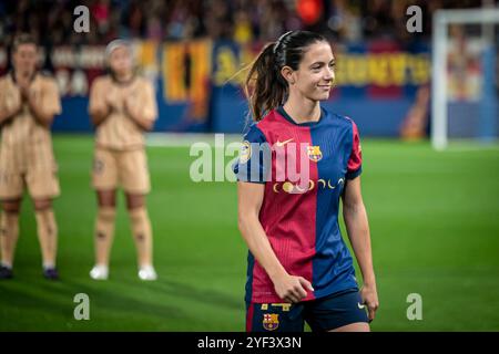 Barcelona, Spanien. November 2024. Aitana Bonmati (FC Barcelona) lächelt während des Liga-F-Spiels zwischen dem FC Barcelona und SD Eibar bei Estadi Johan Cruyff. Endstand: FC Barcelona 4:0, SD Eibar. (Foto: Felipe Mondino/SOPA Images/SIPA USA) Credit: SIPA USA/Alamy Live News Stockfoto