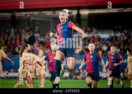 Barcelona, Spanien. November 2024. Alexia Putellas (FC Barcelona) feiert ein Tor während des Liga-F-Spiels zwischen dem FC Barcelona und SD Eibar bei Estadi Johan Cruyff. Endstand: FC Barcelona 4:0, SD Eibar. (Foto: Felipe Mondino/SOPA Images/SIPA USA) Credit: SIPA USA/Alamy Live News Stockfoto