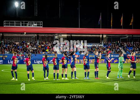 Barcelona, Spanien. November 2024. Die Spieler des FC Barcelona sind während des Liga-F-Spiels zwischen dem FC Barcelona und SD Eibar bei Estadi Johan Cruyff zu sehen. Endstand: FC Barcelona 4:0, SD Eibar. (Foto: Felipe Mondino/SOPA Images/SIPA USA) Credit: SIPA USA/Alamy Live News Stockfoto