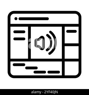 Symbol der Audio-Bearbeitungssoftware Zeilenvektorsymbol der Schnittstellenanwendung Sprachaufnahmestudio Stock Vektor