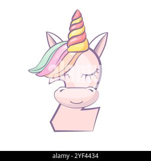 Cartoon Nummer 2 wie Unicorn, Figur zwei. Zeichentrick der Zahl mit einem Tierkonzept. Kalligrafie, Schriften, Typografie für Ihre Bildungskarten Stock Vektor