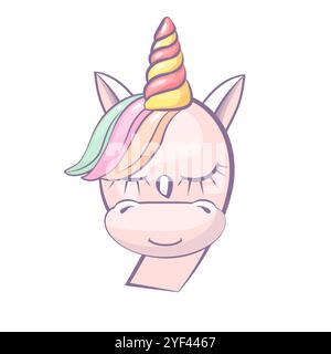 Cartoon Nummer 9 wie Unicorn, Figur neun. Zeichentrick der Zahl mit einem Tierkonzept. Kalligrafie, Schriften, Typografie für Ihre Bildungskarten Stock Vektor