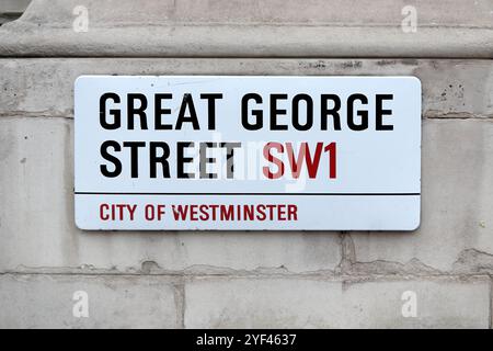 Great George Street Schild, City of Westminster, London SW1 Stockfoto