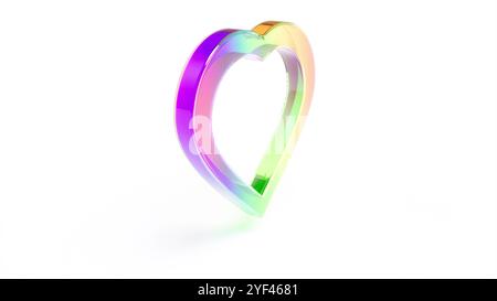 Rainbow lgbt Color Glass Heart 3D-Rendering Stockfoto