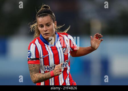 Barcelona, Spanien. November 2024. Barcelona, Spanien, 2. November 2024: Rosa Otermin (14 Atletico de Madrid) während des Liga-F-Fußballspiels zwischen RCD Espanyol und Atletico de Mardrid im Ciutat Esportiva Dani Jarque in Barcelona, Spanien (Judit Cartiel/SPP) Credit: SPP Sport Press Photo. /Alamy Live News Stockfoto