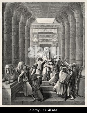 Joseph stellt sich seinen Brüdern vor. Ich bin Joseph, dein Bruder, den du nach Ägypten verkauft hast. Altes Testament. Antike Bibelillustration von Gustave Dore (1832–1883) Stockfoto