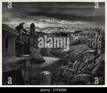 Jesaja sieht Babylon in einem Traum zerstört. Altes Testament. Antike Bibelillustration von Gustave Dore (1832–1883) Stockfoto
