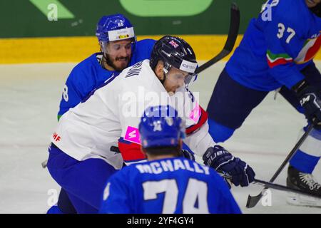 Nottingham, 5. Mai 2023. Brett Perlini spielte für Großbritannien gegen Italien während eines Spiels in der IIHF Eishockey-Weltmeisterschaft 2023, Division I, Gruppe A Turnier in der Motorpoint Arena in Nottingham. Quelle: Colin Edwards Stockfoto