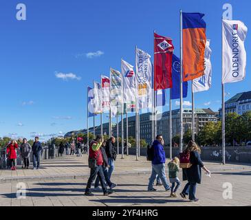 Fahnenmast am Jungfernstieg, Hamburg, Deutschland, Europa Stockfoto