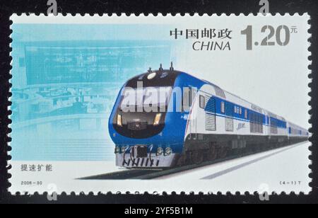 CHINA - CA. 2006: Ein in China gedruckter Stempel zeigt 2006-30 Eisenbahnbau, ca. 2006. Stockfoto