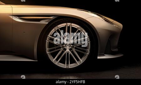 Nicht exklusiv: Aston Martin ist stolz, die DB12 Goldfinger Edition präsentieren zu dürfen, die vom maßgeschneiderten Personalisierungsservice Q b der Luxusmarke entwickelt wurde Stockfoto