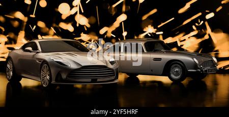 Nicht exklusiv: Aston Martin ist stolz, die DB12 Goldfinger Edition präsentieren zu dürfen, die vom maßgeschneiderten Personalisierungsservice Q b der Luxusmarke entwickelt wurde Stockfoto