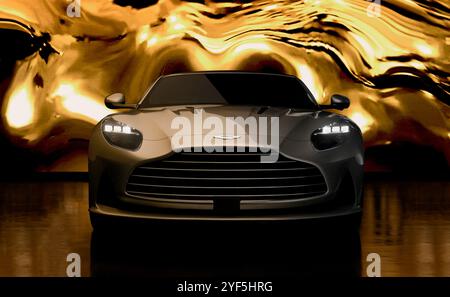 Nicht exklusiv: Aston Martin ist stolz, die DB12 Goldfinger Edition präsentieren zu dürfen, die vom maßgeschneiderten Personalisierungsservice Q b der Luxusmarke entwickelt wurde Stockfoto