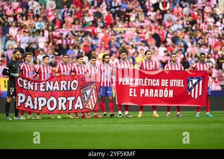 Madrid, Spanien. November 2024. Während des La Liga EA Sports Matches zwischen Atletico de Madrid und UD spielte Las Palmas am 3. November 2024 im Riyadh Air Metropolitano Stadium in Madrid. (Foto: Cesar Cebolla/PRESSINPHOTO) Credit: PRESSINPHOTO SPORTS AGENCY/Alamy Live News Stockfoto