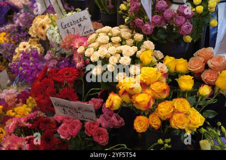 n und um Granville Market, Granville Island, Vancouver, British Columbia, Kanada. Stockfoto